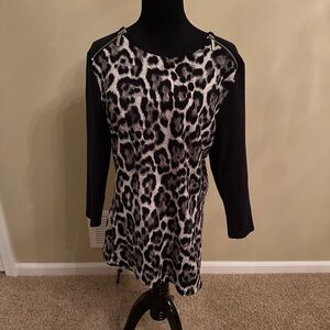 NEW w tags Michael Kors Black & leopard top size Large